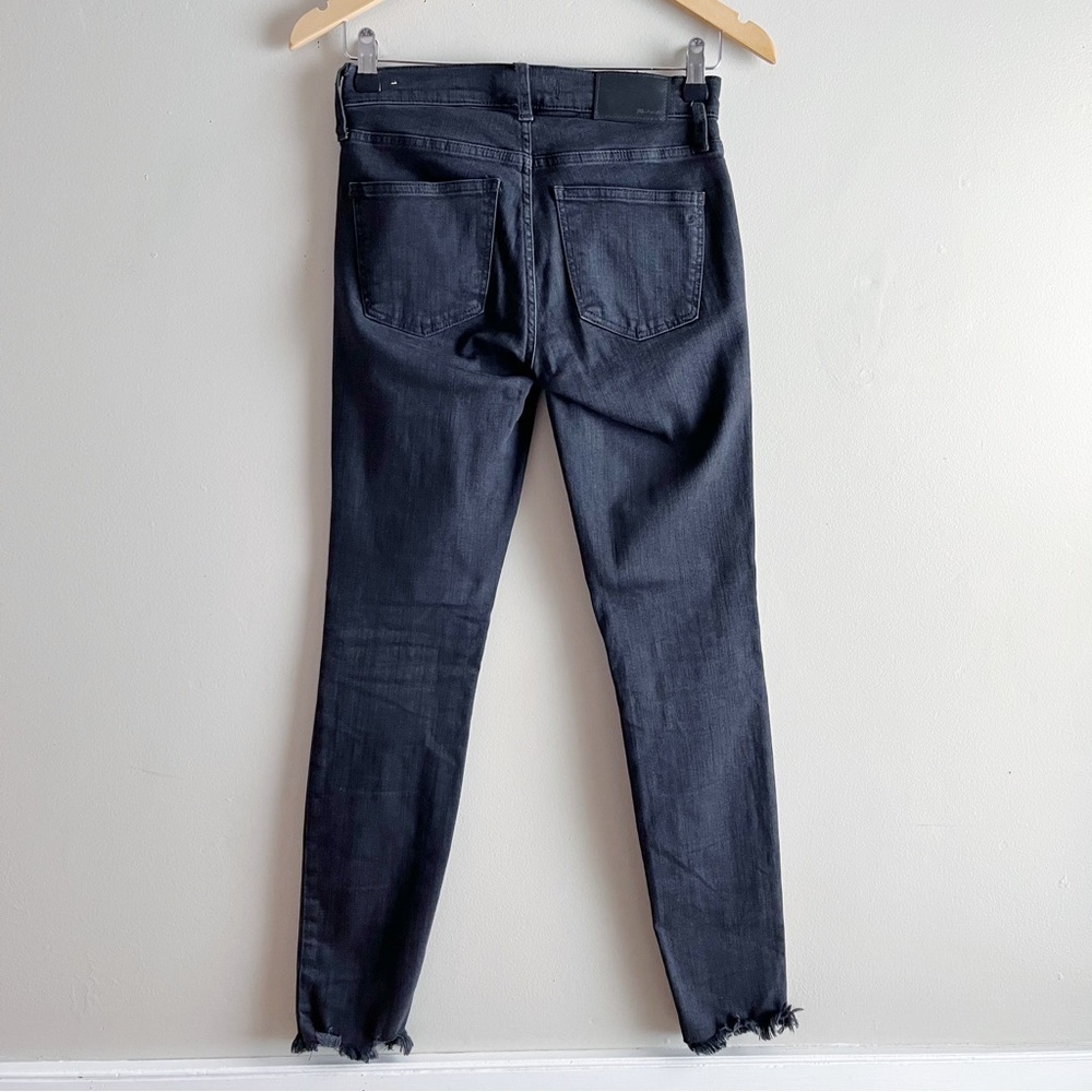 Madewell 9” Mid-Rise Skinny Black Jeans Button Fly Raw Hem, Size 24 - Picture 12 of 15